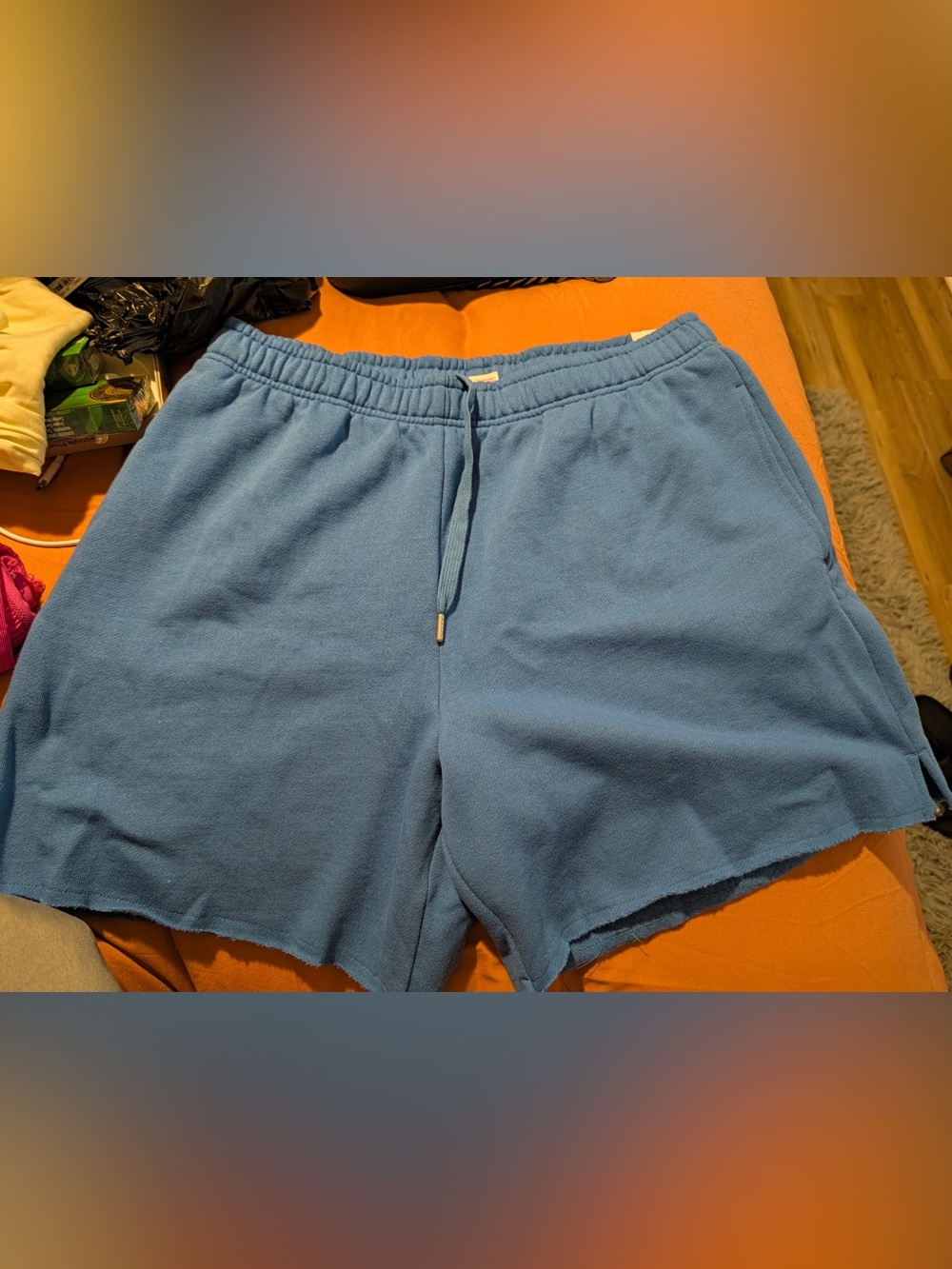 PINK Casual Drawstring Women's Blue Lounge Shorts